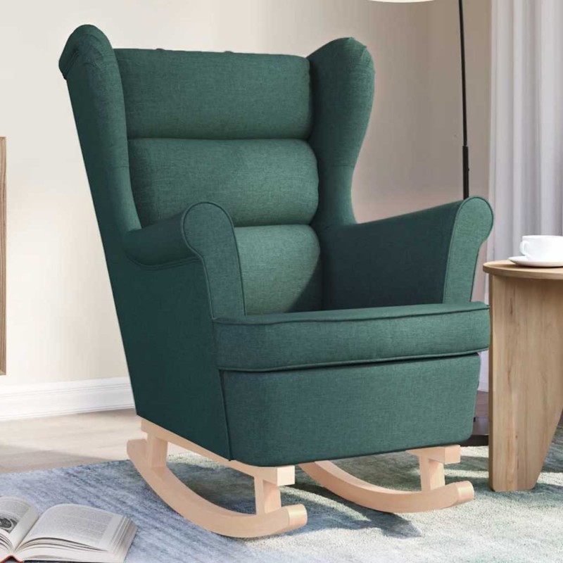 Chaise à bascule vert foncé 74x90x102 cm tissu 