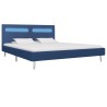 Cadre de lit avec LED sans matelas bleu tissu 160x200 cm 