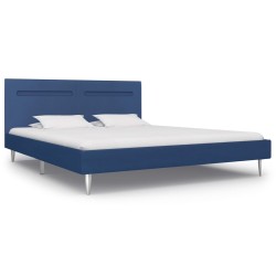 Cadre de lit avec LED sans matelas bleu tissu 160x200 cm 