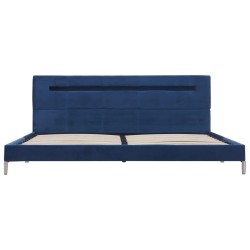Cadre de lit avec LED sans matelas bleu tissu 160x200 cm 