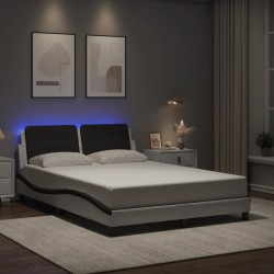 Cadre de lit avec LED sans matelas blanc et noir 120x200 cm 