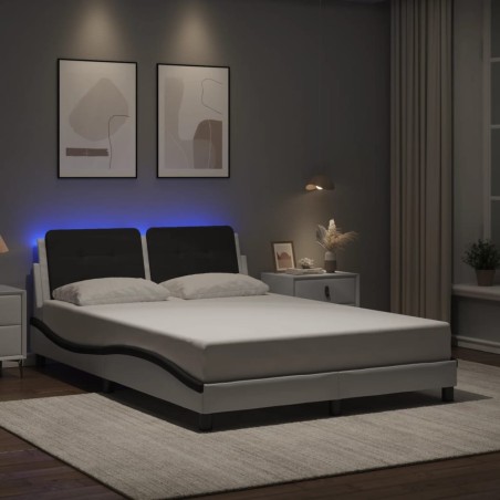 Cadre de lit avec LED sans matelas blanc et noir 120x200 cm 
