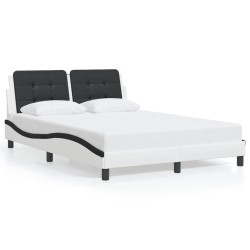 Cadre de lit avec LED sans matelas blanc et noir 120x200 cm 