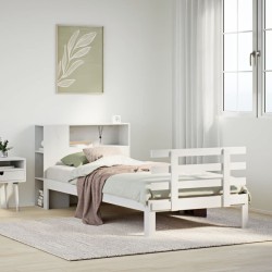 Lit bibliothèque sans matelas blanc 100x200 cm bois pin massif 