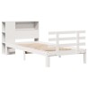 Lit bibliothèque sans matelas blanc 100x200 cm bois pin massif 