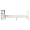 Lit bibliothèque sans matelas blanc 100x200 cm bois pin massif 