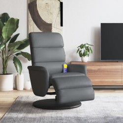 Fauteuil inclinable de massage repose-pieds gris similicuir 