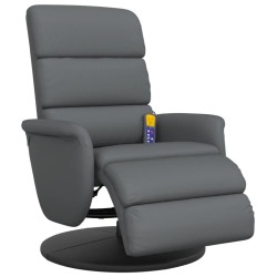 Fauteuil inclinable de massage repose-pieds gris similicuir 