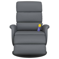 Fauteuil inclinable de massage repose-pieds gris similicuir 