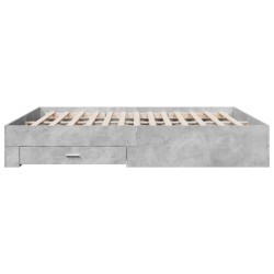 Cadre de lit avec tiroirs sans matelas gris béton 200x200 cm 