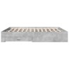 Cadre de lit avec tiroirs sans matelas gris béton 200x200 cm 