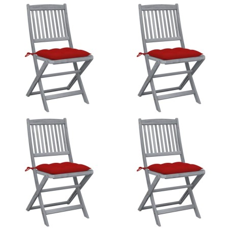 Chaises pliables d'extérieur lot de 4 et coussins Bois d'acacia 