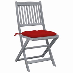 Chaises pliables d'extérieur lot de 4 et coussins Bois d'acacia 