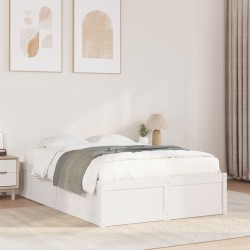 Cadre de lit sans matelas blanc 120x200 cm bois de pin massif 