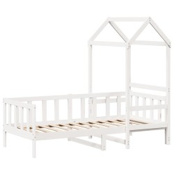Lit de jour avec toit sans matelas blanc 90x190 cm bois massif 