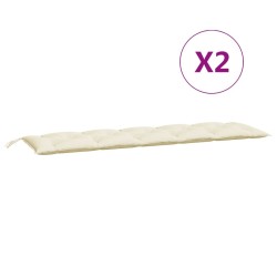 Coussins de banc de jardin lot de 2 blanc crème tissu Oxford 