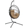 Chaise suspendue en forme d'œuf et support taupe rotin et acier 