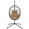 Chaise suspendue en forme d'œuf et support taupe rotin et acier 