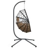 Chaise suspendue en forme d'œuf et support taupe rotin et acier 