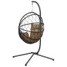 Chaise suspendue en forme d'œuf et support taupe rotin et acier 