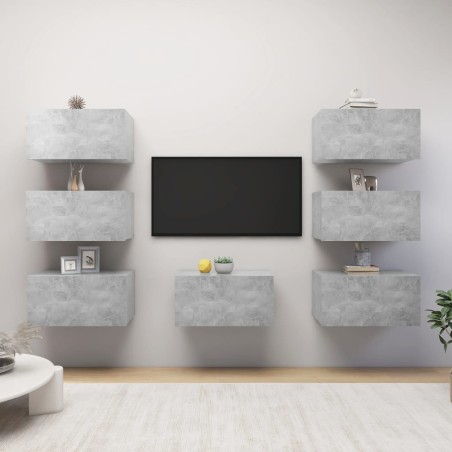 Meubles TV 7 pcs Gris béton 30,5x30x60 cm Bois d'ingénierie 