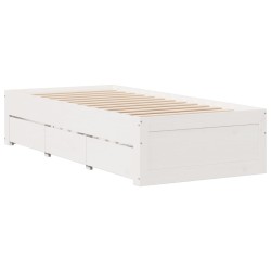 Cadre de lit sans matelas avec tiroirs 75x190 cm bois de pin 