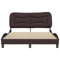 Cadre de lit sans matelas marron foncé 140x200 cm tissu 