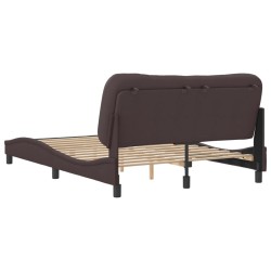 Cadre de lit sans matelas marron foncé 140x200 cm tissu 