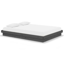 Cadre de lit sans matelas gris bois massif 140x190 cm 