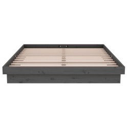 Cadre de lit sans matelas gris bois massif 140x190 cm 
