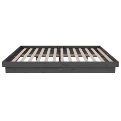 Cadre de lit sans matelas gris bois massif 140x190 cm 