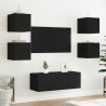 Unités murales TV avec LED 6 pcs noir bois d'ingénierie 