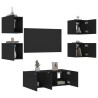 Unités murales TV avec LED 6 pcs noir bois d'ingénierie 
