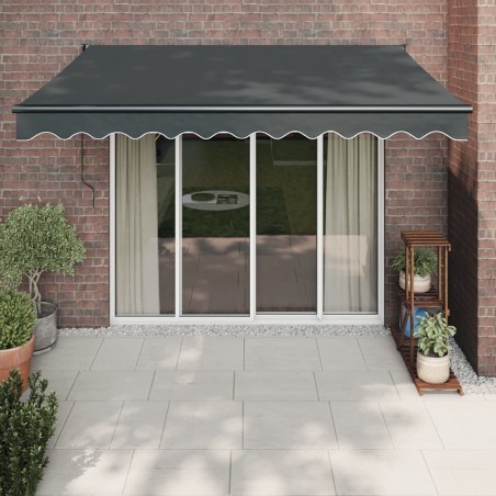 Auvent rétractable anthracite 3,5x2,5 m tissu et aluminium 