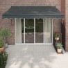 Auvent rétractable anthracite 3,5x2,5 m tissu et aluminium 