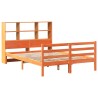 Lit bibliothèque sans matelas cire marron 150x200cm bois massif 