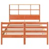 Lit bibliothèque sans matelas cire marron 150x200cm bois massif 