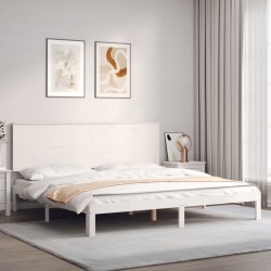 Cadre de lit sans matelas blanc 200x200 cm bois massif de pin 