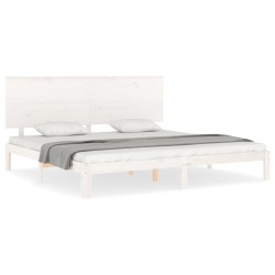 Cadre de lit sans matelas blanc 200x200 cm bois massif de pin 
