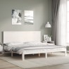 Cadre de lit sans matelas blanc 200x200 cm bois massif de pin 