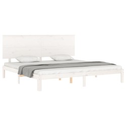 Cadre de lit sans matelas blanc 200x200 cm bois massif de pin 