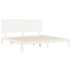 Cadre de lit sans matelas blanc 200x200 cm bois massif de pin 