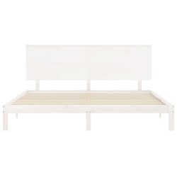 Cadre de lit sans matelas blanc 200x200 cm bois massif de pin 