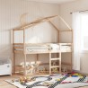 Lit superposé avec échelle et toit sans matelas 90x190 cm 
