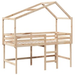 Lit superposé avec échelle et toit sans matelas 90x190 cm 
