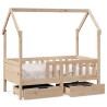 Cadre de lit enfant avec tiroirs sans matelas 70x140 cm bois 