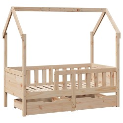 Cadre de lit enfant avec tiroirs sans matelas 70x140 cm bois 