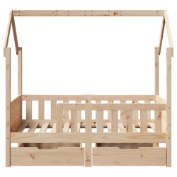 Cadre de lit enfant avec tiroirs sans matelas 70x140 cm bois 