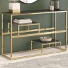 Table console doré acier inoxydable et verre trempé 