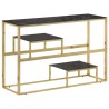 Table console doré acier inoxydable et verre trempé 